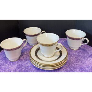 Royal‎ Doulton Fine Bone China Harlow Tea Cup Cups Saucers Plate 1973 Set Of 4